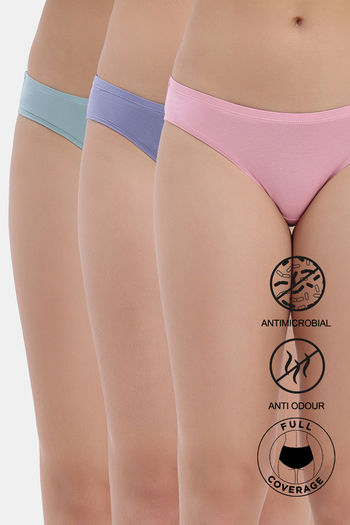 Buy Zivame Low Rise Full Coverage Bikini Panty (Pack of 3) - Multicolor